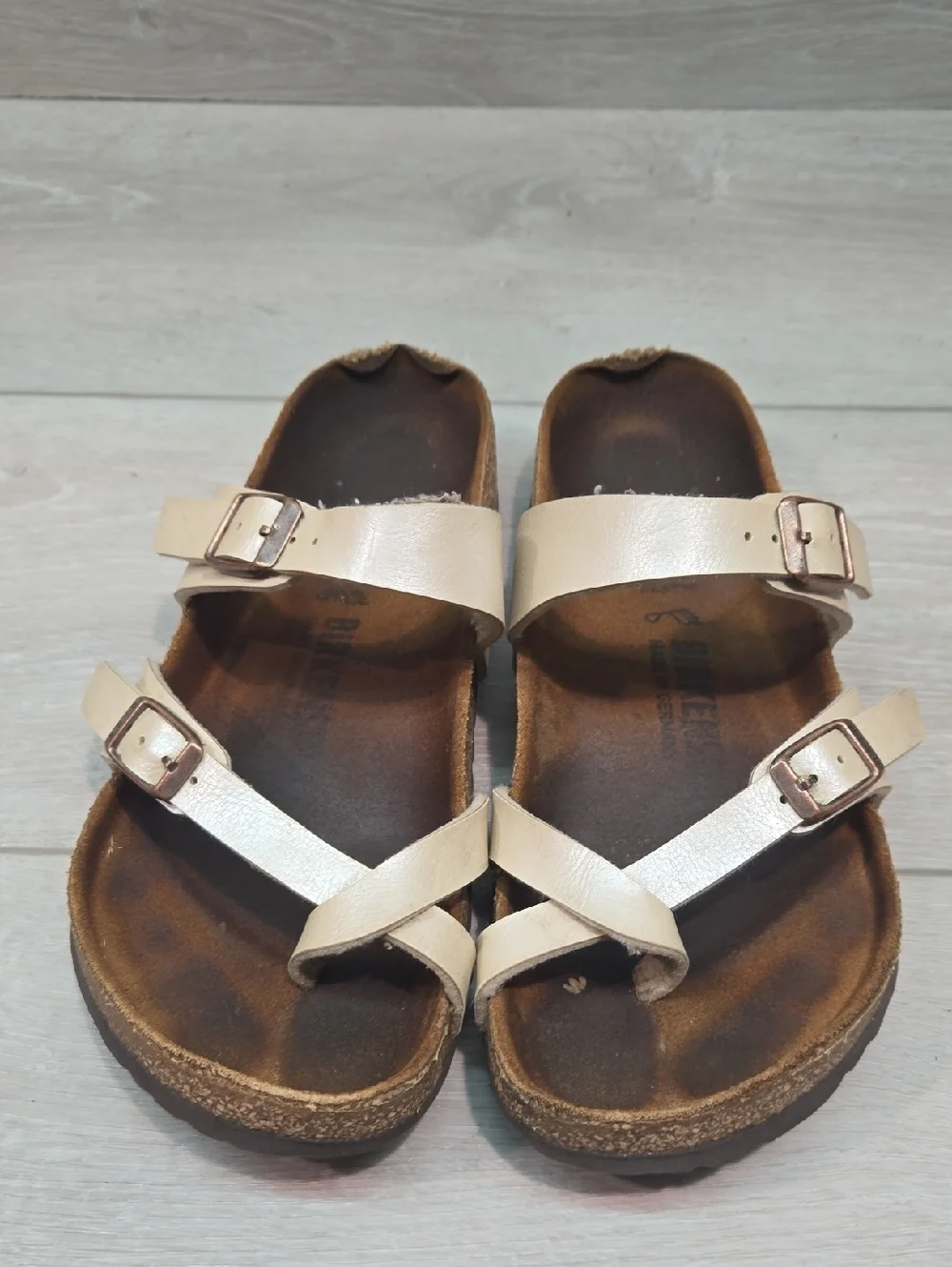 Birkenstock Women Mayari Loop Toe Cork Footbed Sandals Shoes Sz 37/6